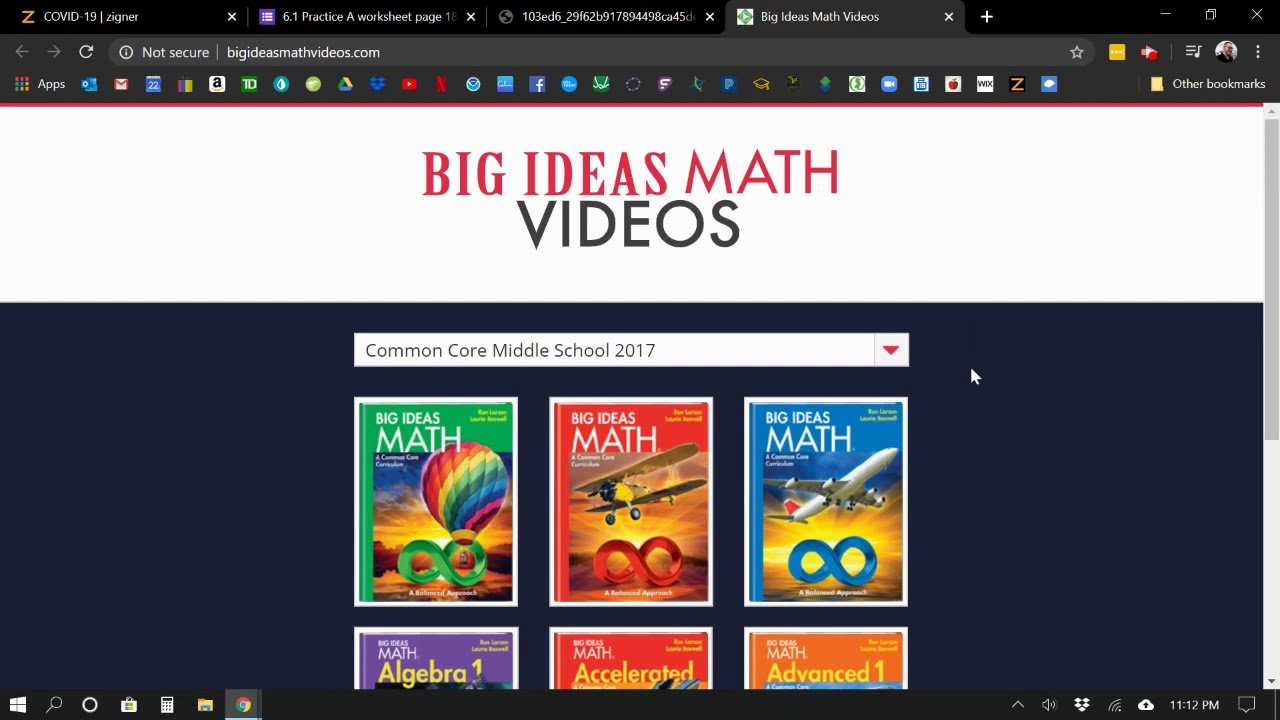 Using Big Ideas Math Videos Website