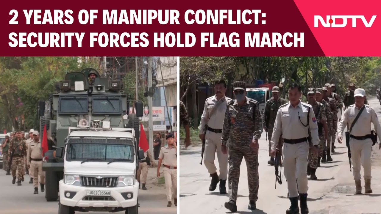 Manipur News | Security Forces Hold Flag March In Imphal Ahead Of 2 Years Of Manipur Crisis