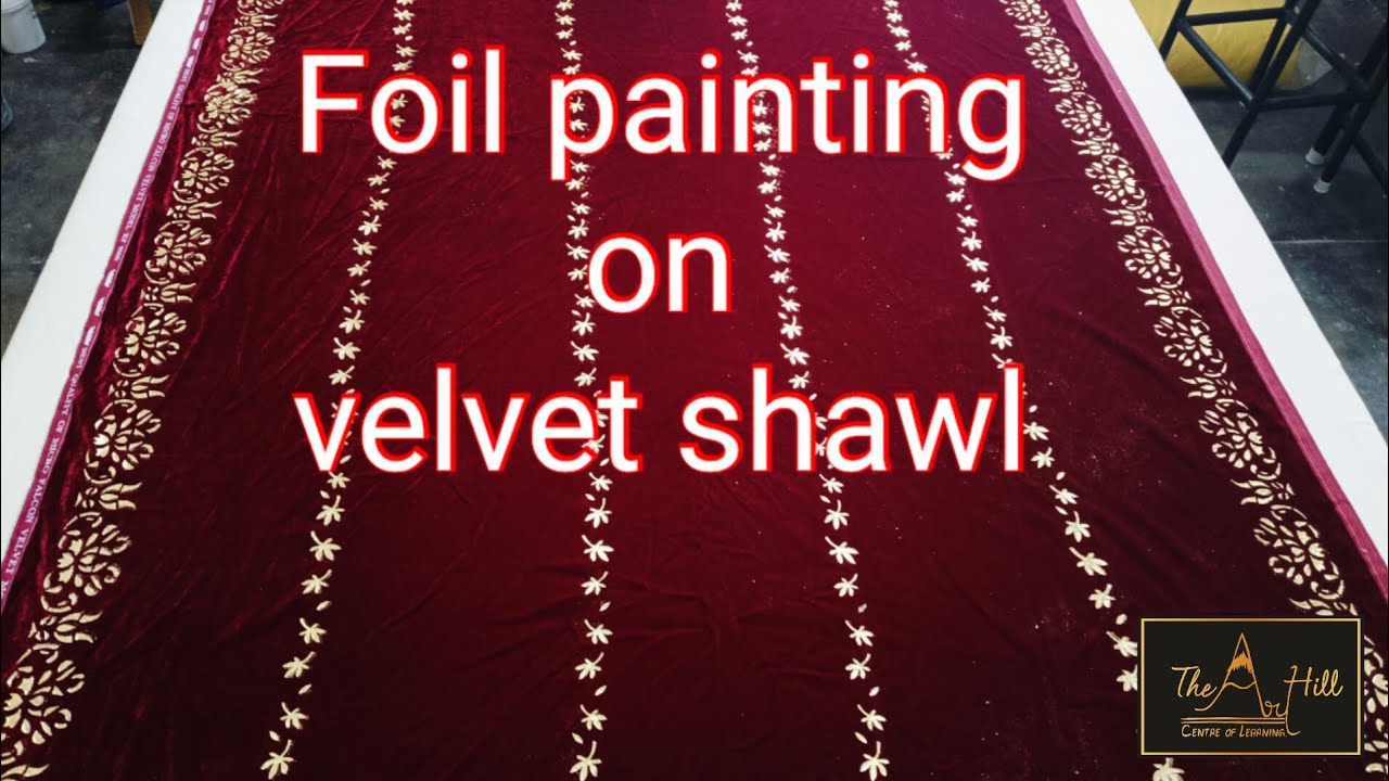 Foil painting with Creamy foil binder on velvet shawl/use foil paper/8968040999/bathinda