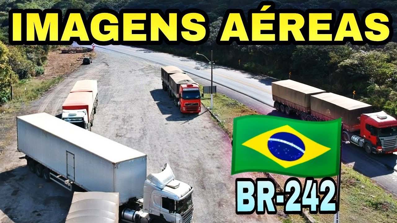 Imagens aéreas da Chapada Diamantina e carretas na BR-242,