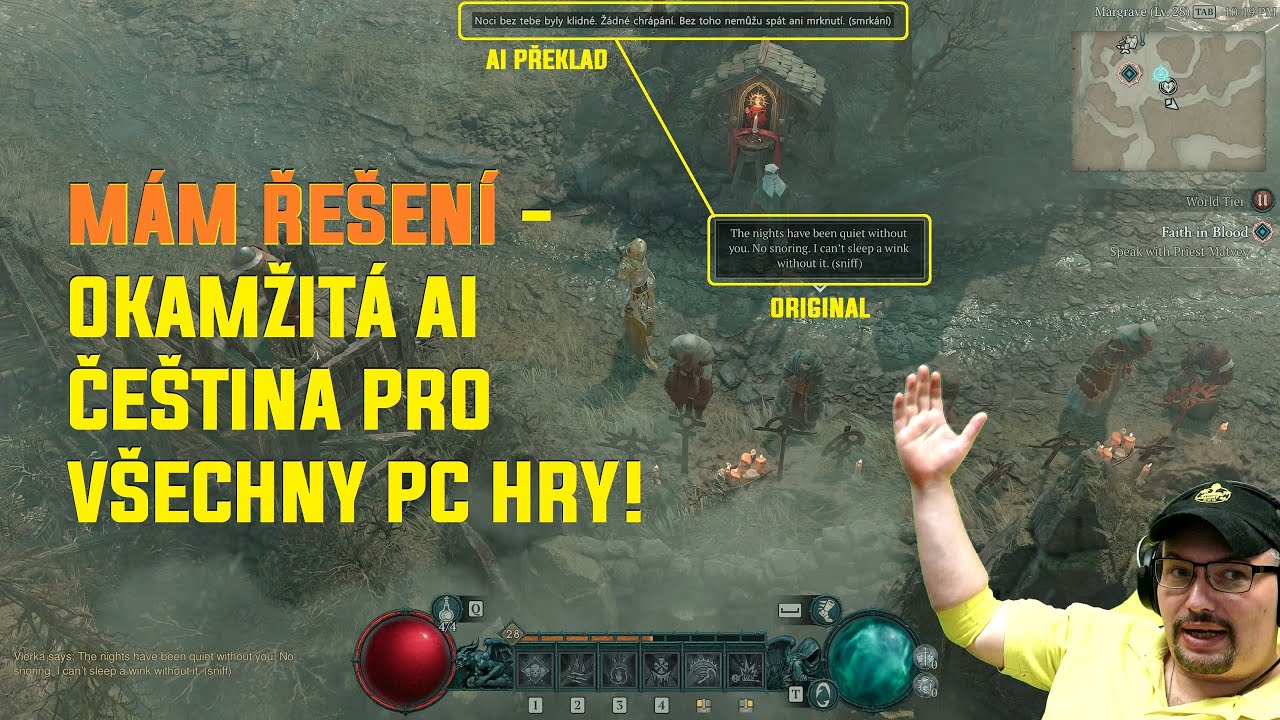 N&aacute;vod na rychl&yacute; bezplatn&yacute; automatick&yacute; AI překlad v&scaron;ech PC her včetně těch online přes MORT | CZ 4K