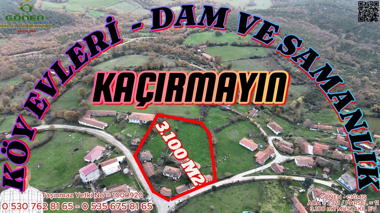 3.100 m² BAHÇELİ EV & ARAZİ -GÖNEN ÇIĞMIŞ MEYDANINA CEPHELİ ARSA