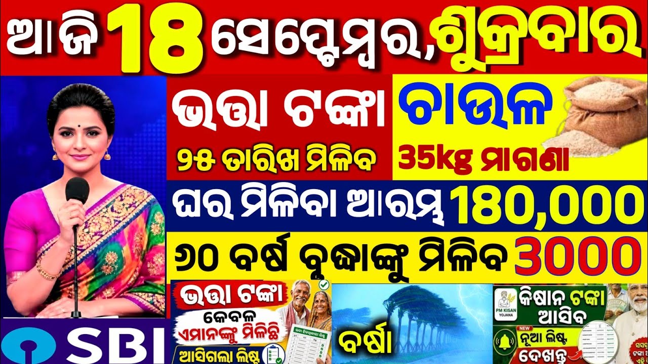 Today's Odia News/18 September 2026/Odisha News Today/PM Kisan Yojana/Subhadra Yojana/pm kisan yojna
