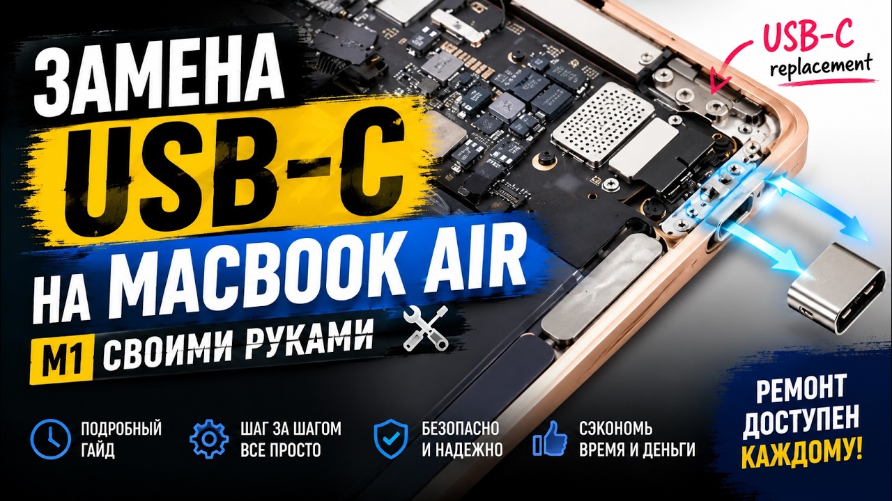 Замена порта USB-C на MacBook Air M1 своими руками: Пошаговое руководство