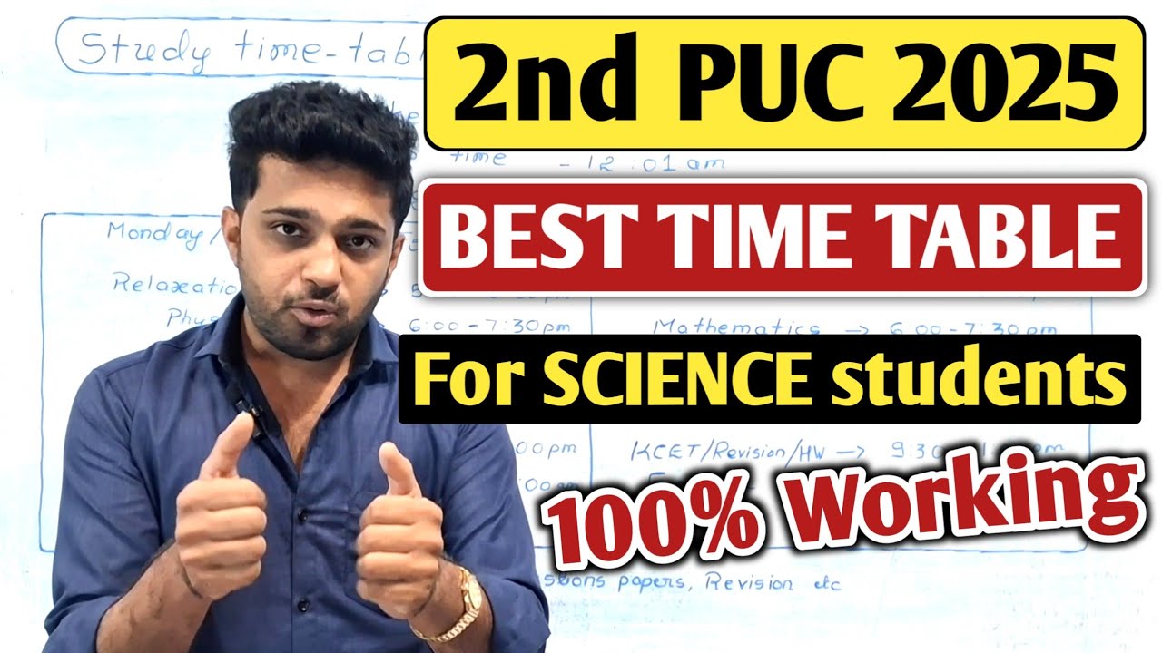 The best TIME TABLE for science students | 2nd PUC Exam 2025 study time table to score 95%
