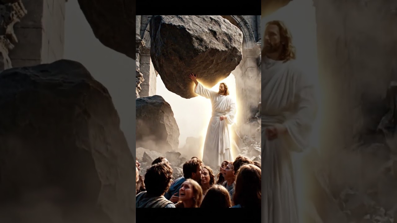 He Stopped the Falling Boulder 🙏✨ | #Jesus #Miracle #Faith #EpicInspiration #Shorts