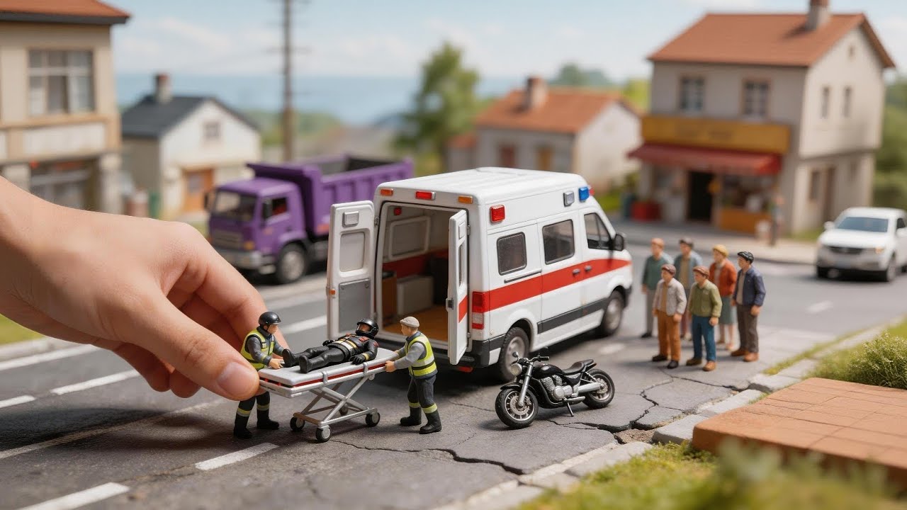 Truck vs Motorcycle Disaster 😱🚚💥 Ambulance Emergency Rescue | Ultra Realistic Miniature Diorama