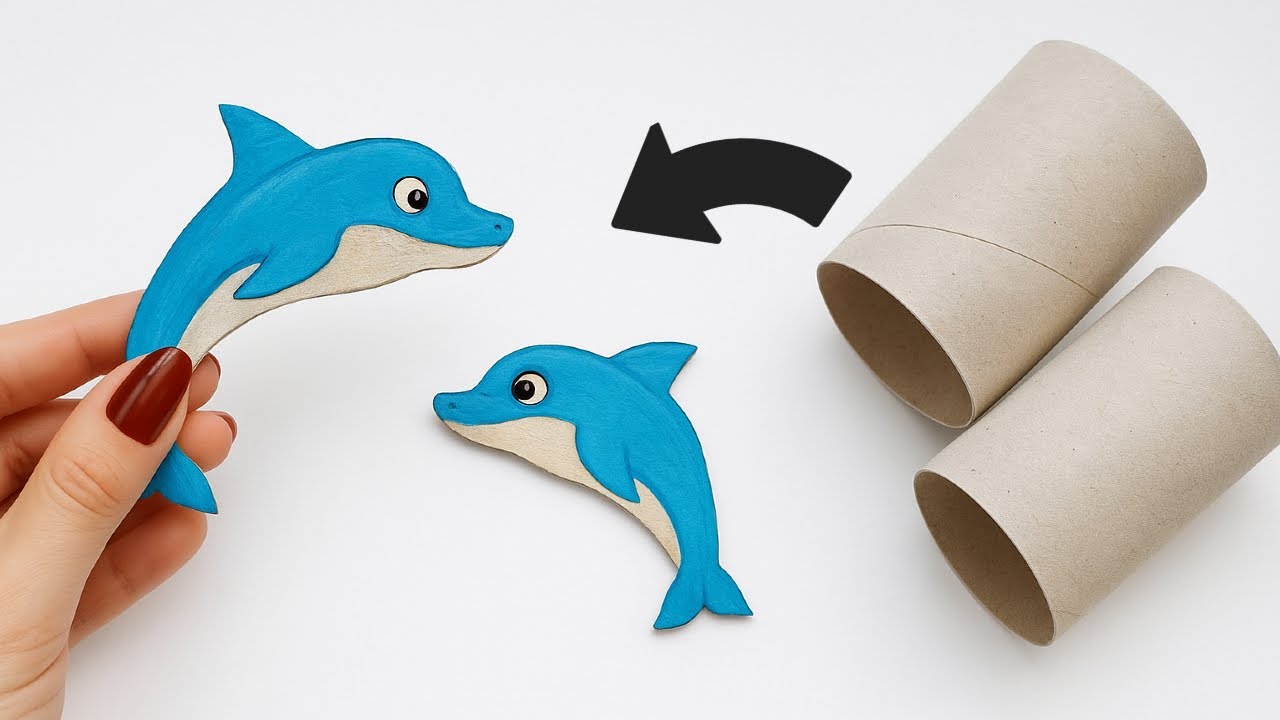 Adorable Craft Idea With Toilet Paper Rolls 👀 Easy to Draw Roll Eyes Dolphins Cute & Fun DIY Project