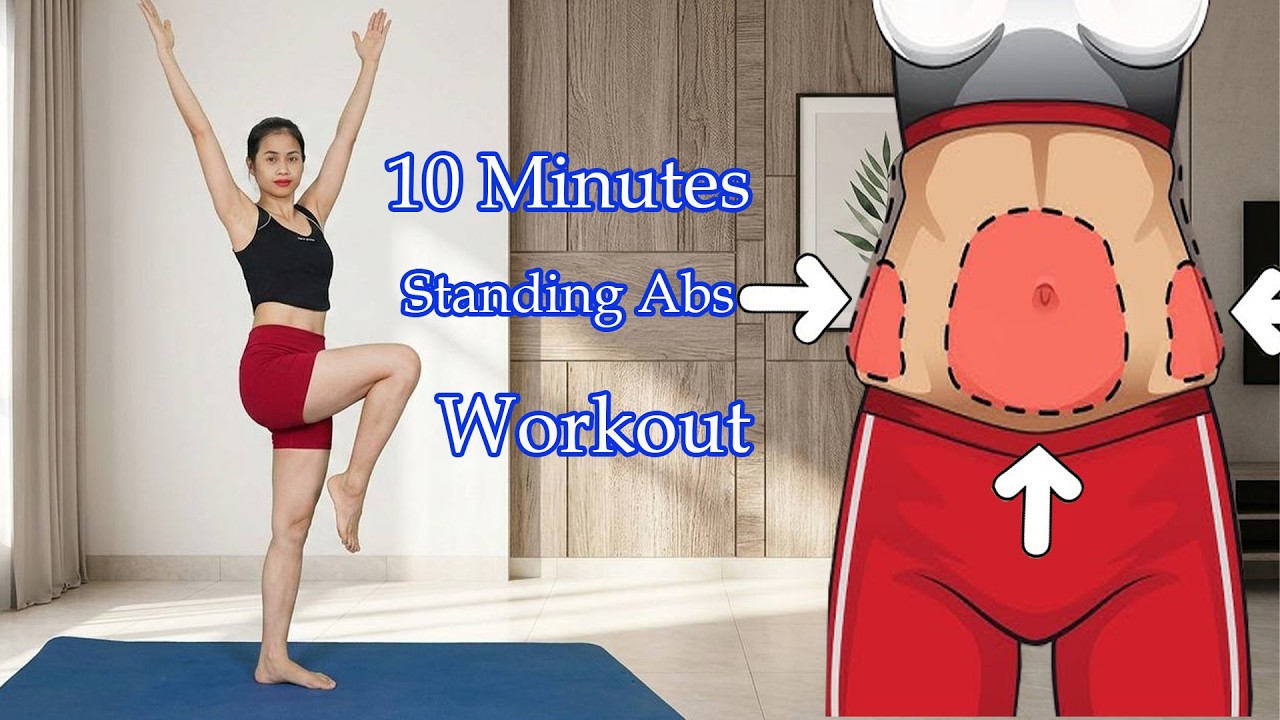 Burn Belly Fat in 10 Minutes ! Standing Abs Workout for Beginners (No Jumping, No Equipment)