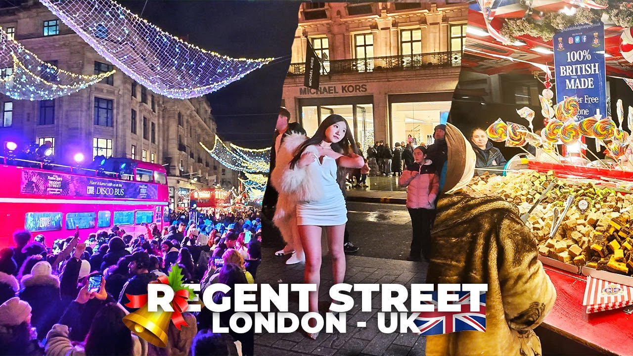 Пешеходная Риджент-стрит ярко сияет рождественскими огнями | Декабрь 2025 г.