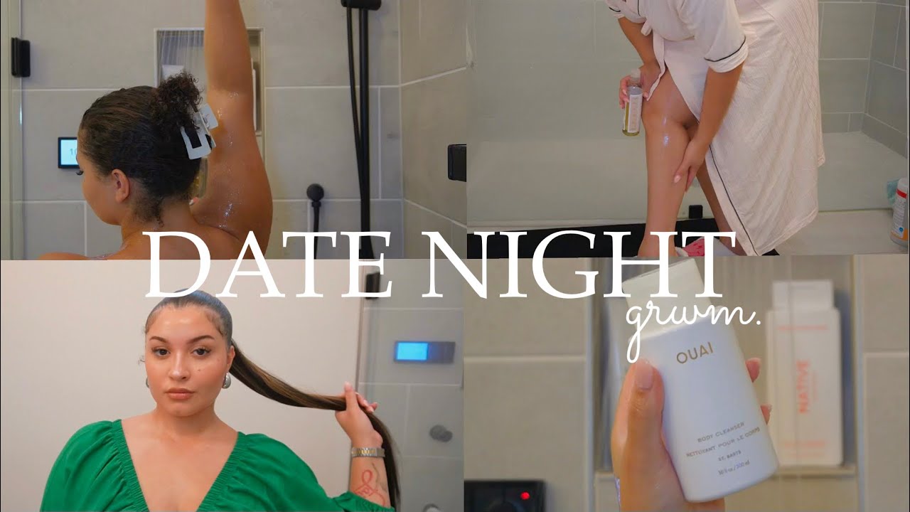 FULL DATE NIGHT GRWM| full hygiene routine + slick ponytail + soft glam makeup + fragrance & outfit.