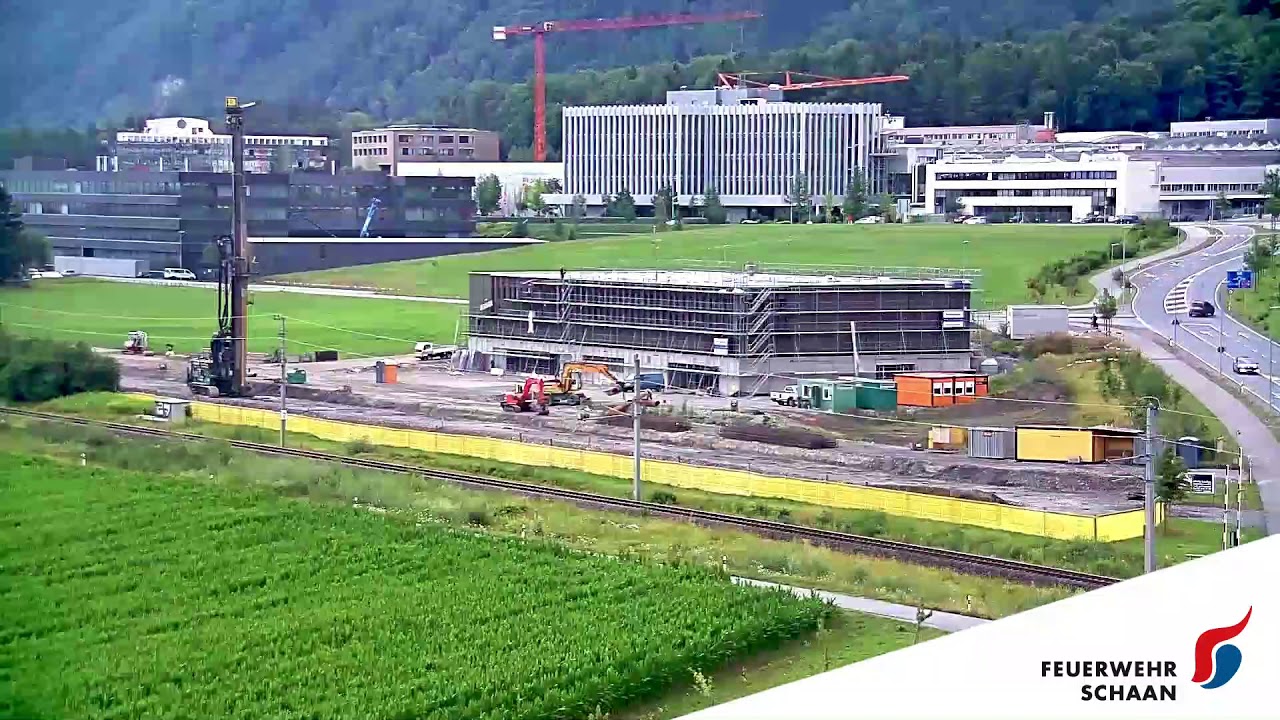 Zeitrafferaufnahme Bau des Feuerwehrdepots Schaan