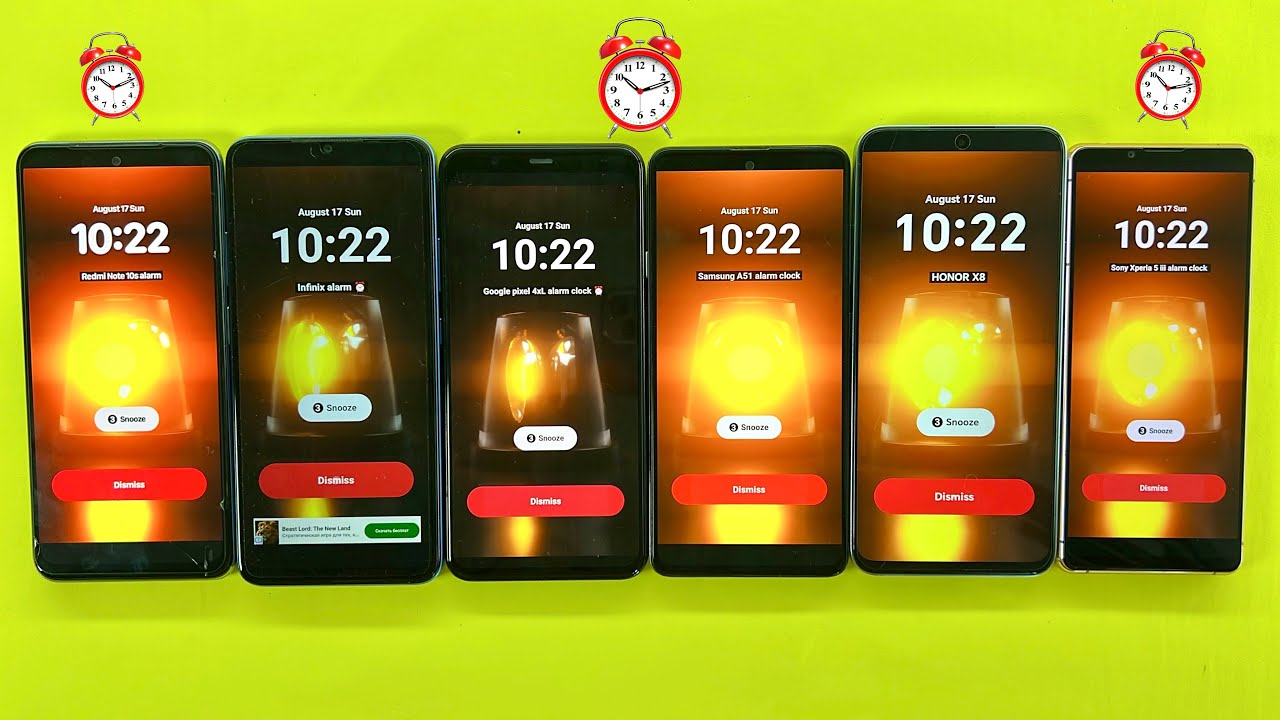 Alarm Clock on Redmi Note 10S+InFinix Smart 7+Google Pixel 4XL+Samsung A51+HONOR X8+Sony Xperia 5 