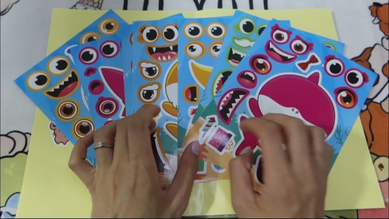 貼紙玩具 鯊魚寶寶貼紙 Sticker ASMR   Decorate with sticker book baby shark