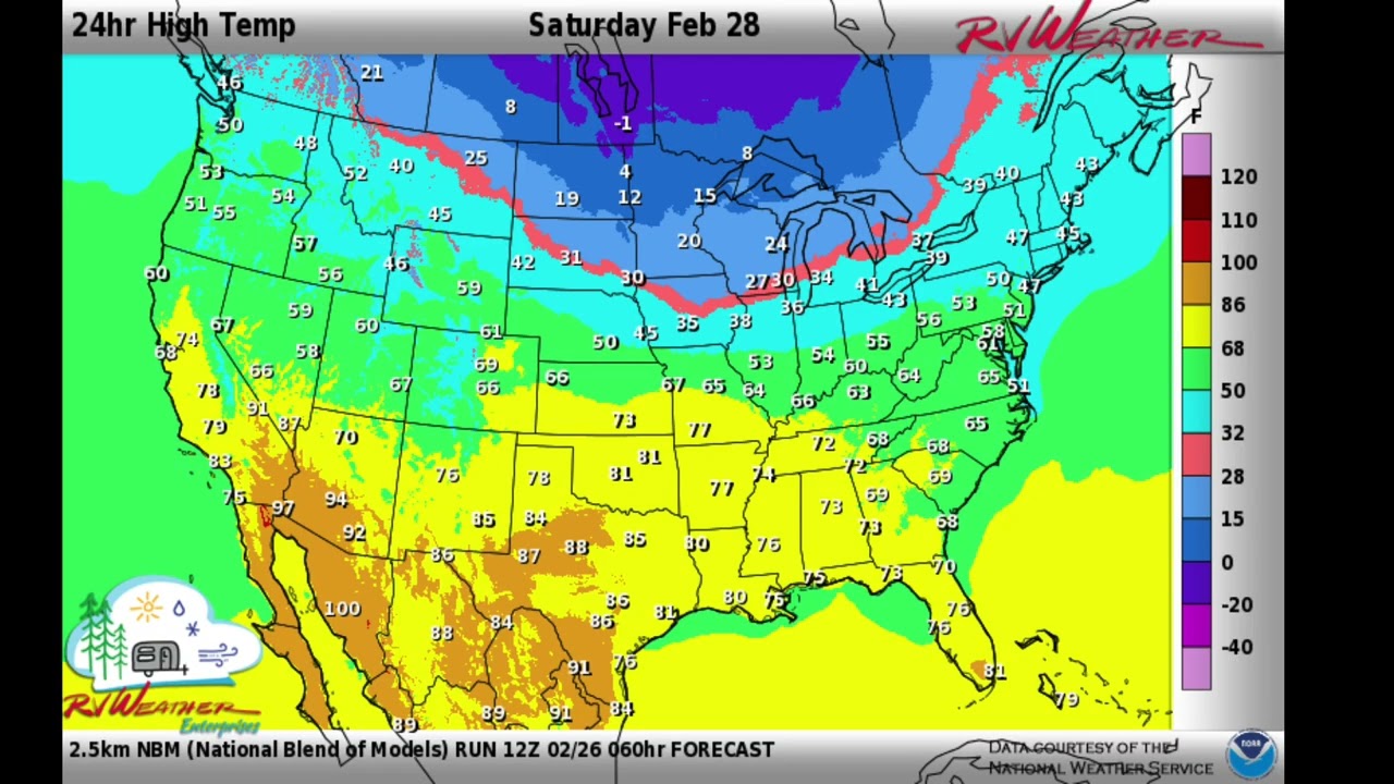 RV Weather Weekly Road Trip Forecast - Posted February 26th 2026