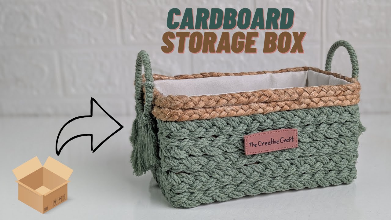 DIY Easy & Cute! Cardboard Storage Box | Macrame Basket Tutorial  #diy #craft #macrametutorial