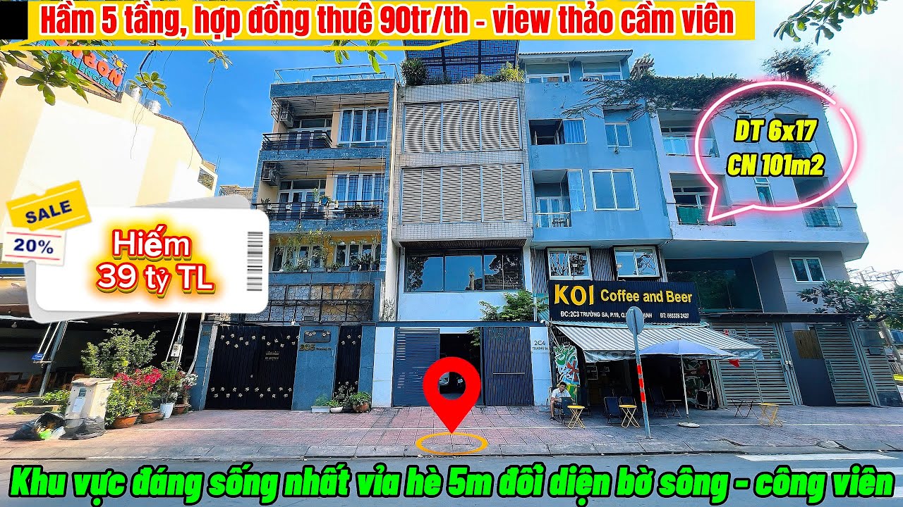Tòa Nhà Mặt Tiền Trường Sa View Công Viên Bờ Sông | Hầm 5 Tầng | Thuê 90tr | Chỉ 39 Tỷ Thương Lượng
