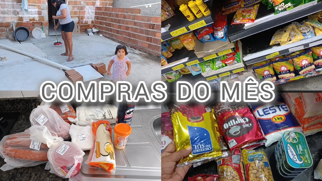 Fiz limpeza no quintal, compras do mês no supermercado 