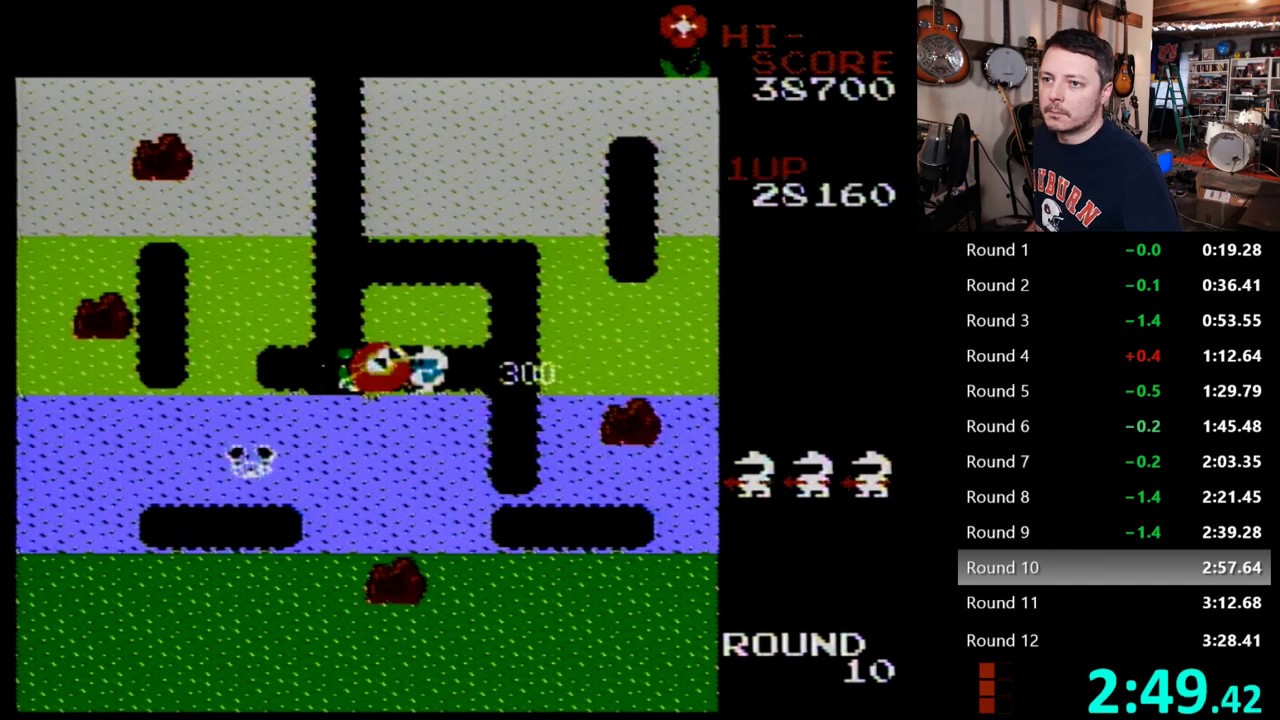 Dig Dug for NES 1-loop speedrun old WR, 3:26.56