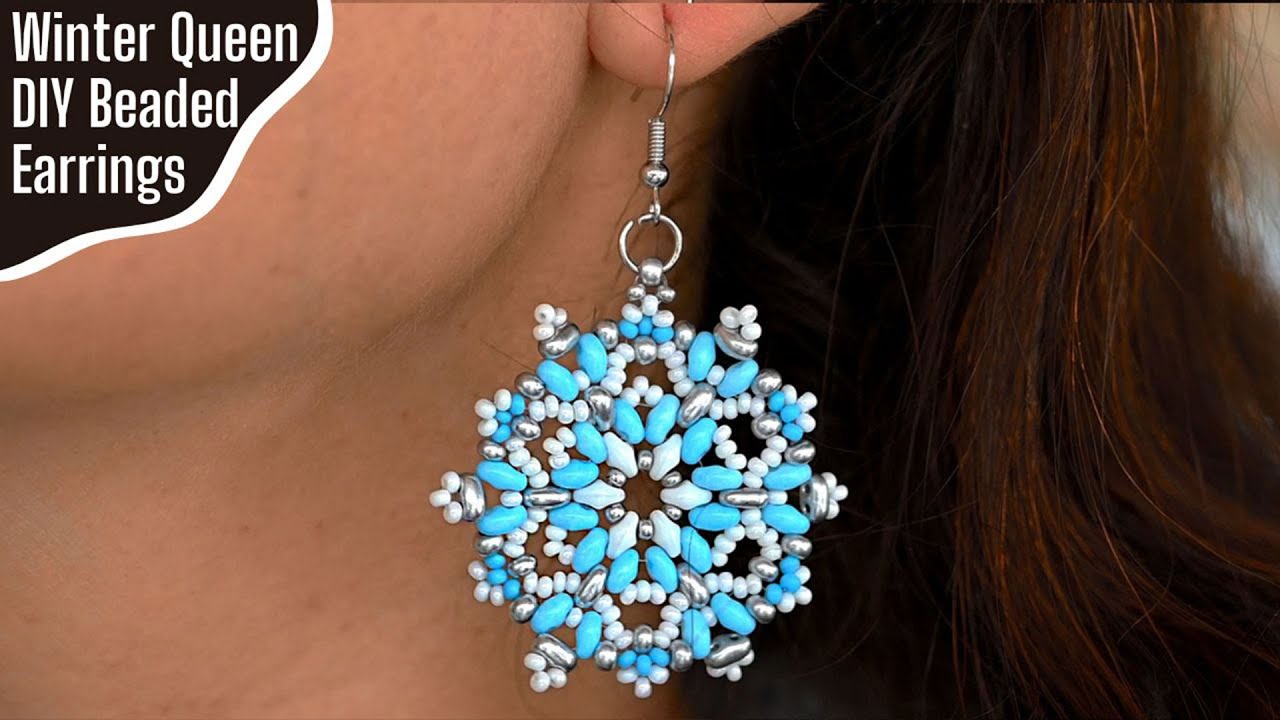 Winter Queen Beaded Earrings - Tutorial || Superduo beads
