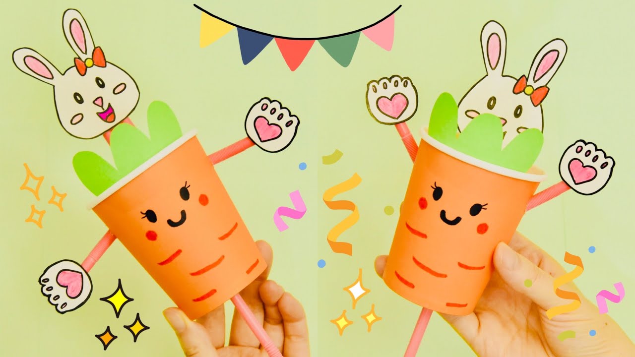 Easter Bunny Paper Cup Puppet Easy Step by Step Tutorial |Easter Craft Ideas For Kids |復活節小白兔紙杯玩偶DIY