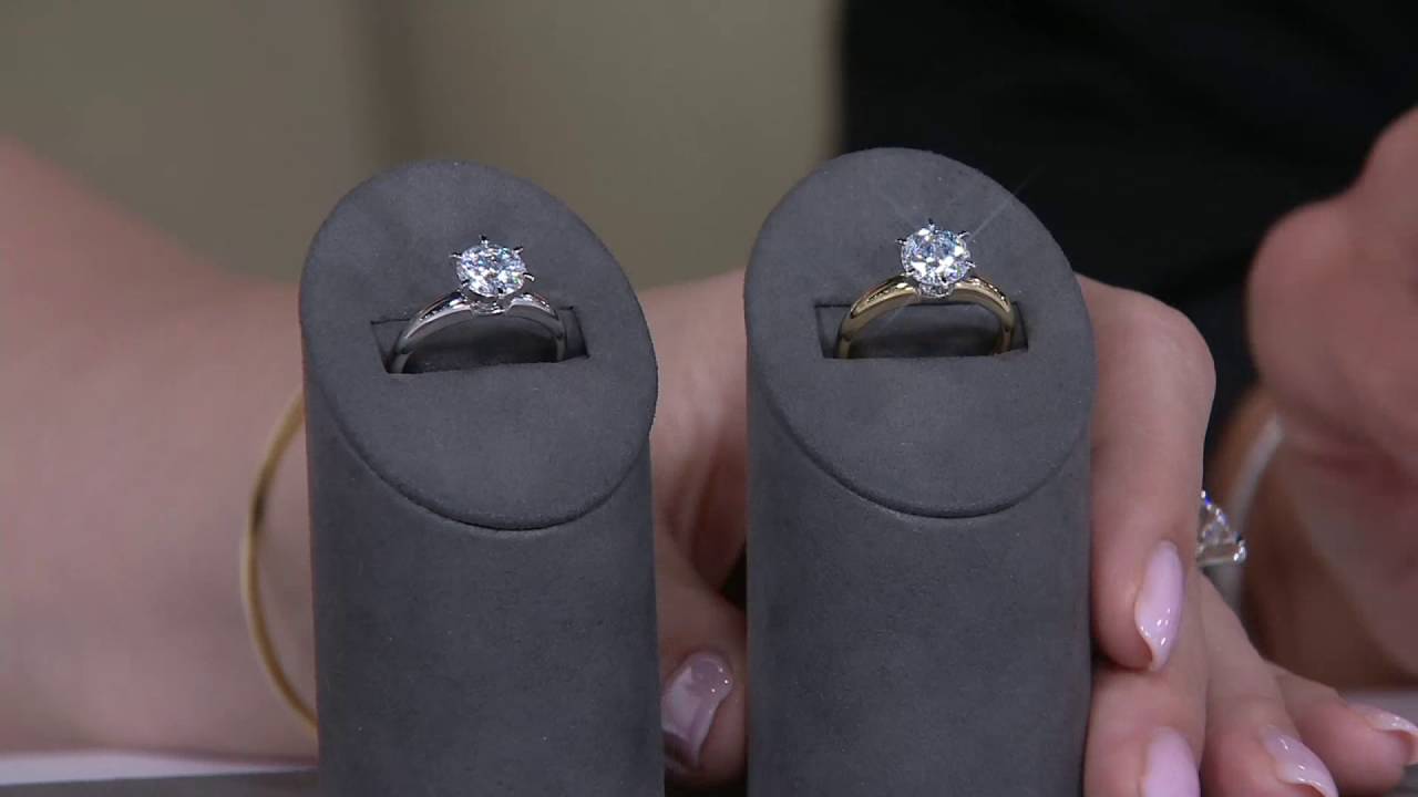 Diamonique 100-Facet 2 ct Solitaire Ring 14K Gold on QVC