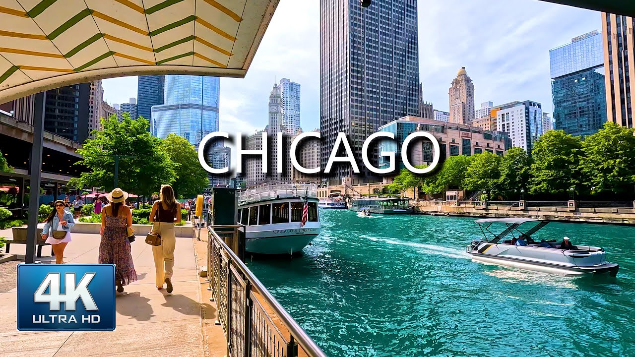 [4K]🏙️Exploring Chicago Riverwalk with Trump Tower Views in 2024 | HDR 60fps