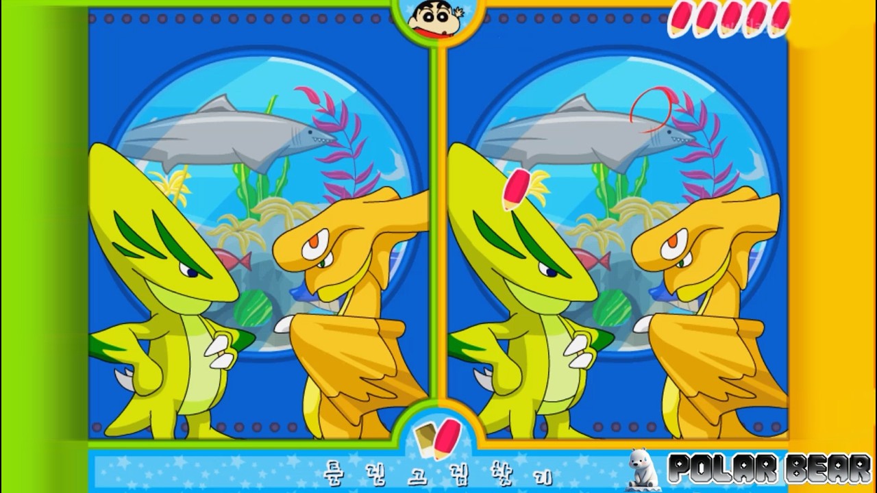 Crayon Shin-chan Game Dinosaur Spot the Difference丨짱구교실 공룡 틀린그림찾기