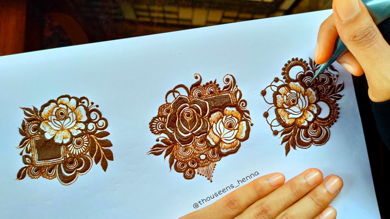 How to: 3 Different Dubai Floral Design Henna Bunches || Khaleeji Style Henna Bunches