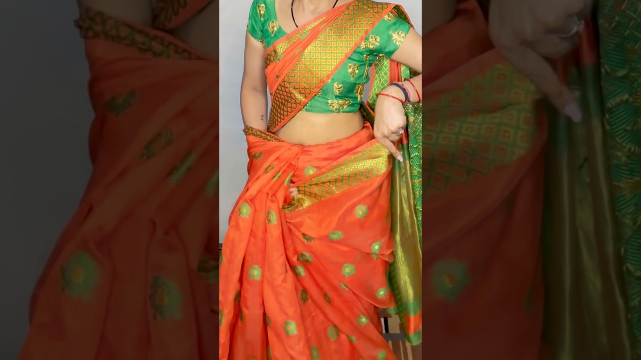 Why difficult pure cotton saree draping/perfect side pleats without any safety pin🧷 #saree #fashion
