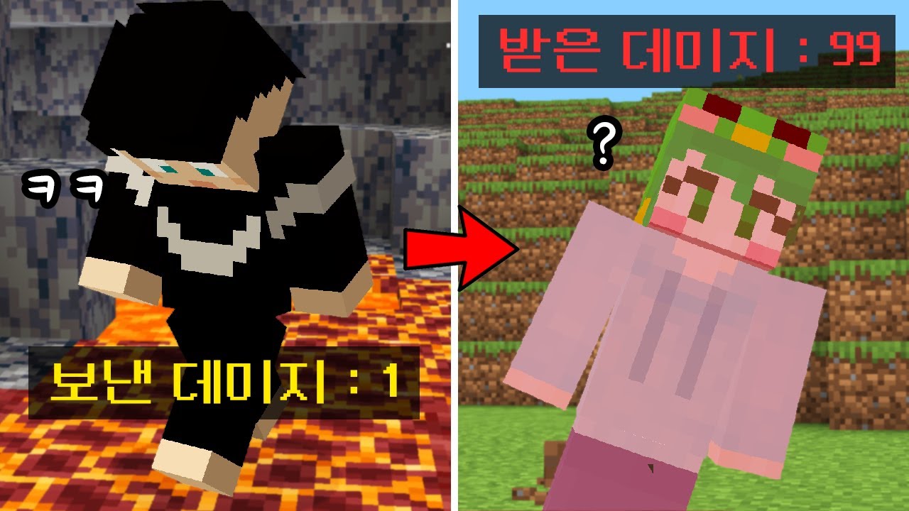 다른서버의 사람과 *데미지가 랜덤으로 뒤바뀌는* 마인크래프트