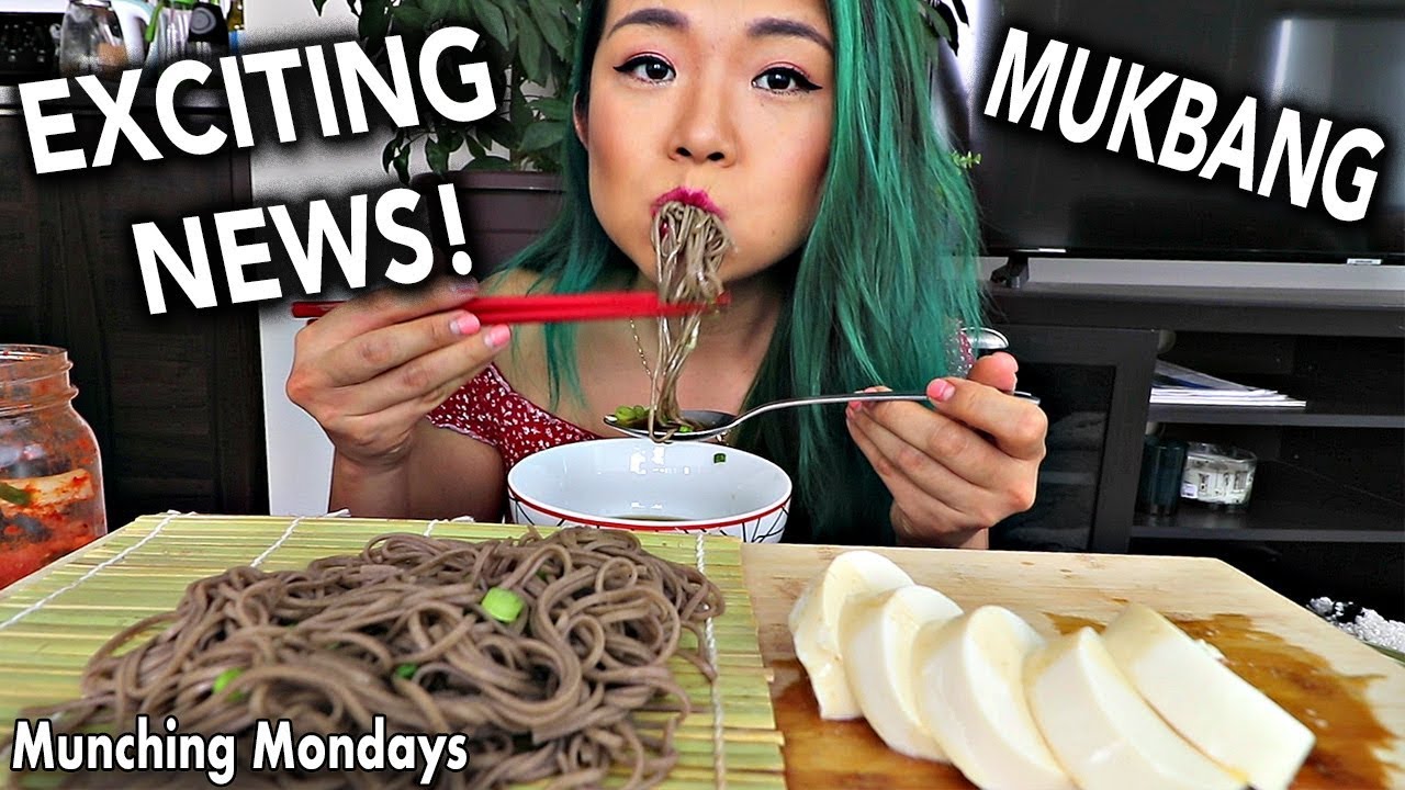 Cold Soba Noodles & Extra Soft Tofu VEGAN MUKBANG // Munching Mondays Ep.24
