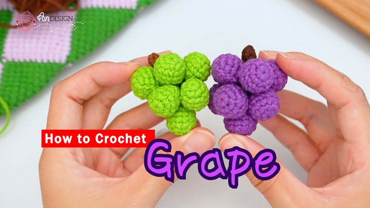 Урок по вязанию милой виноградинки крючком 🍇 | Простая амигуруми-фигурку из фруктов, подходящая д...