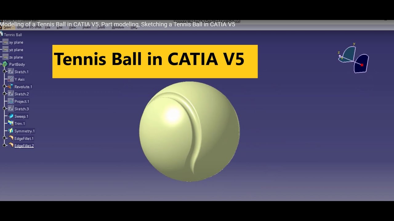 Modeling of a Tennis Ball in CATIA V5, Part modeling, Sketching a Tennis Ball in CATIA V5