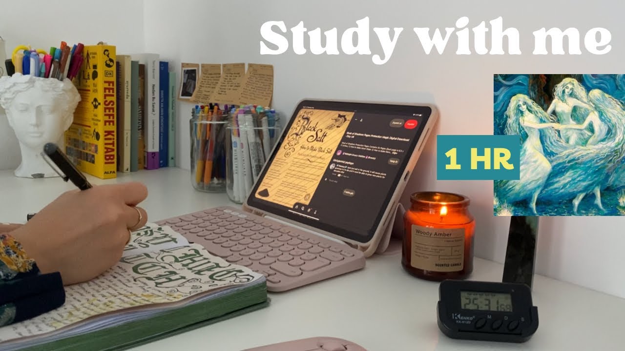 Birlikte 1 saat çalışalım! Kronometreli, müziksiz 📚Study with me 1 hr, no music, real time🔥