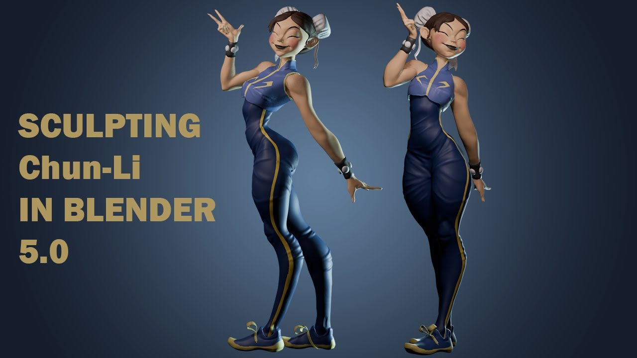Sculpting Character Concepts from Pinterest using Blender - Chun-Li - Street Fighter  (Episode 2)