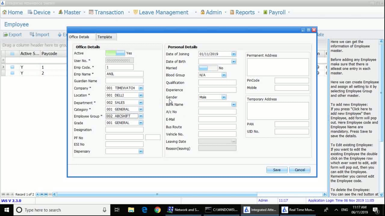 Timewatch attendence software (IAS)