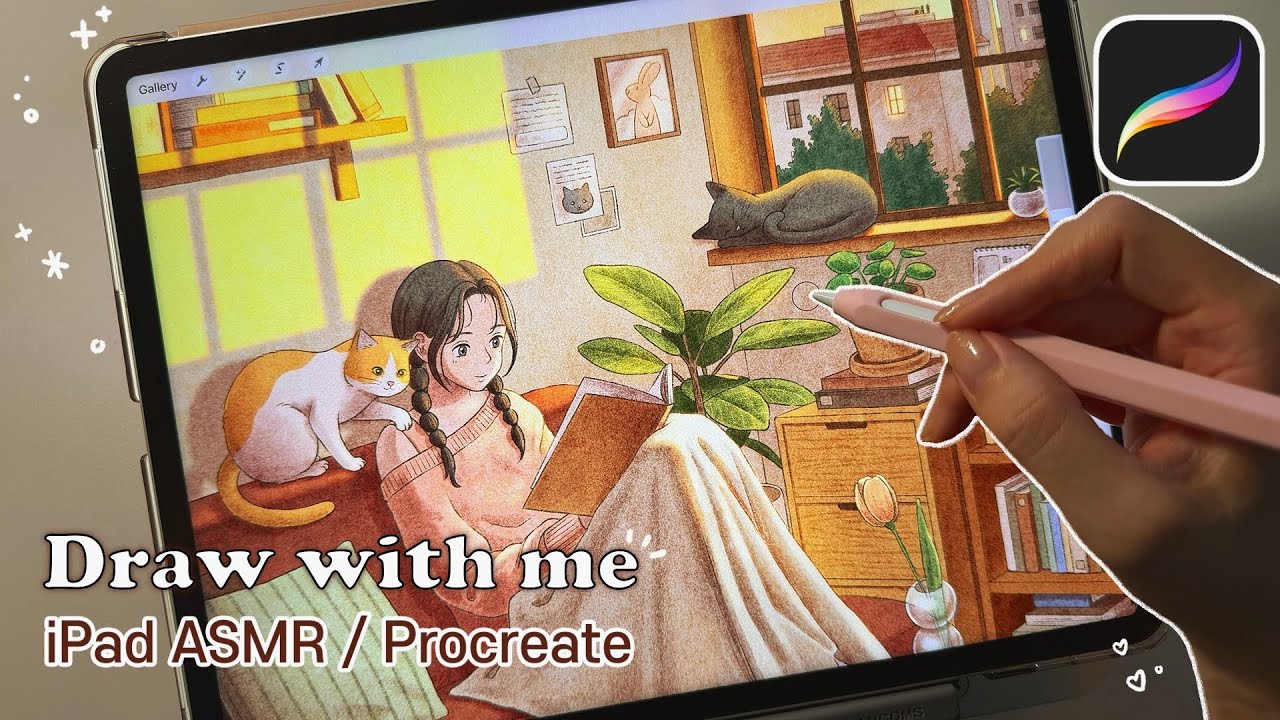 아이패드 그림 그리기 ASMR˖°✧ 사각사각 조용한 연필 백색소음 | 프로크리에이트 종이필름 드로잉