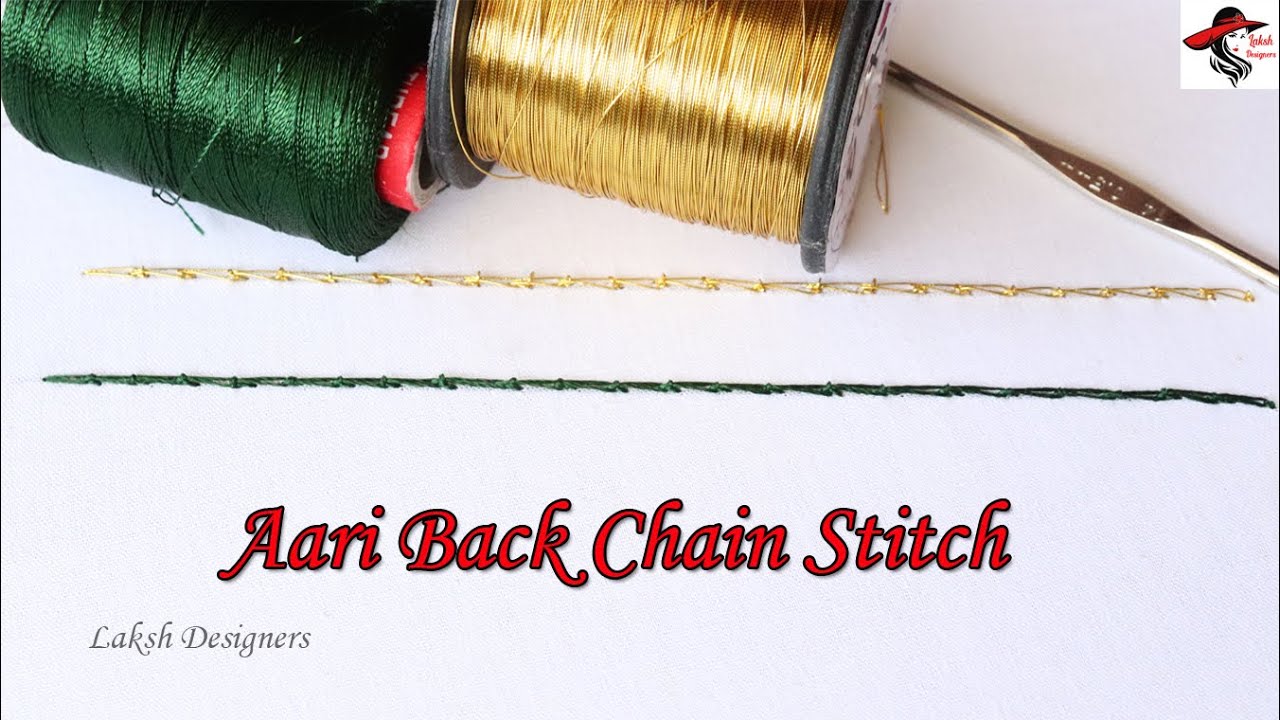 aari back chain stitch for beginners | aari embroidery work basic online free class for beginners