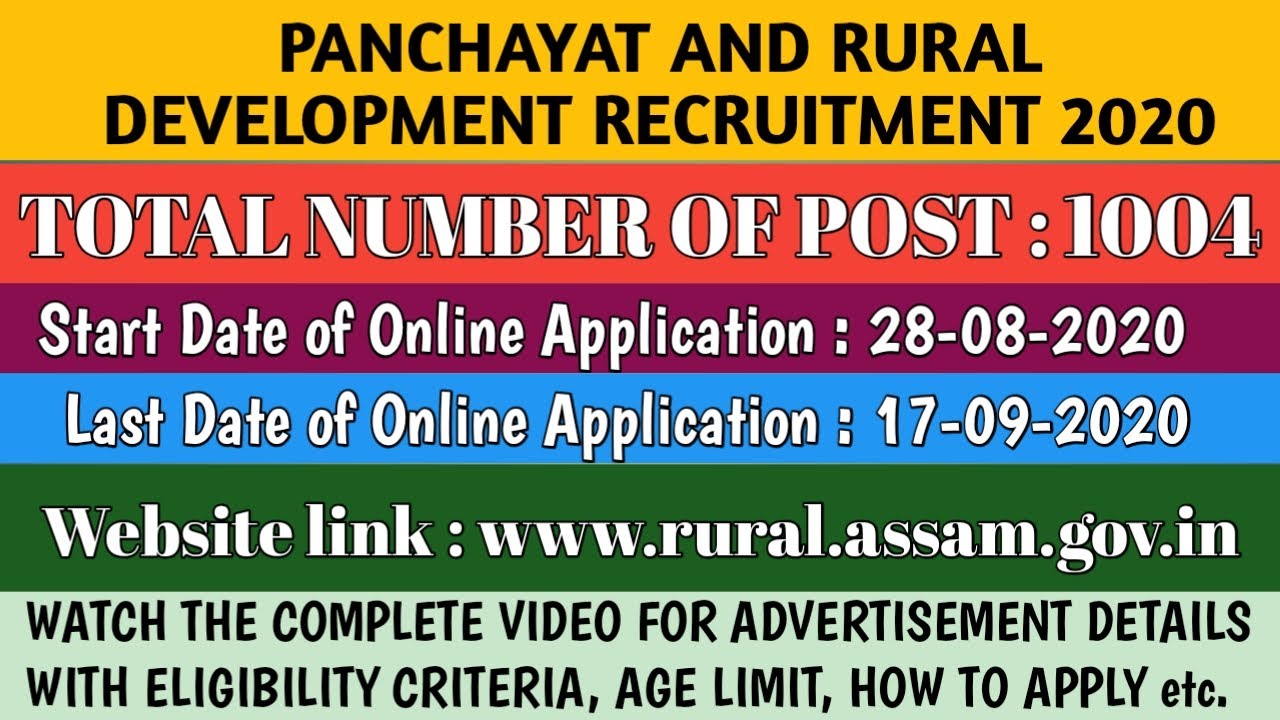 PANCHAYAT AND RURAL DEVELOPMENT, , (PNRD) RECRUITMENT 2020 || DETAILED ADVERTISEMENT ||