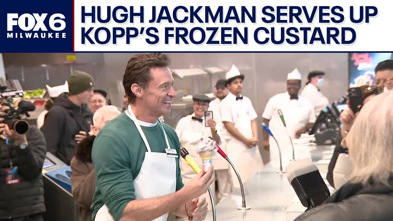 Hugh Jackman serves Kopp's custard | FOX6 News Milwaukee