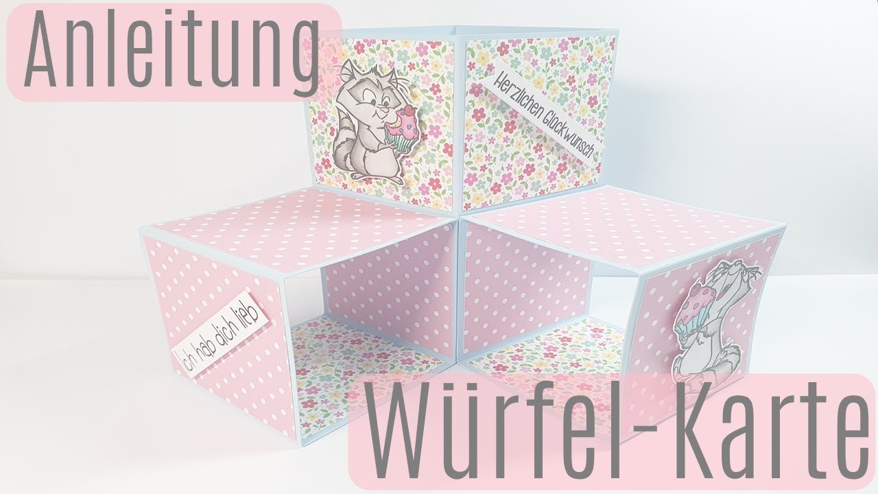 Triple Pop Up Cube Card ✿ Würfelkarte ✿ Karte basteln ✿ Anleitung ✿ Basteln mit Papier ✿ Deutsch
