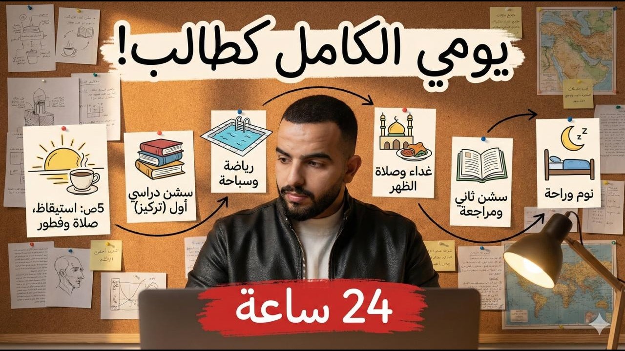 ادرس معي ٢٤ ساعة مفصل تفصال على يومك في كل ما تحتاجه | روتين مضبوط (الجزء الاول )