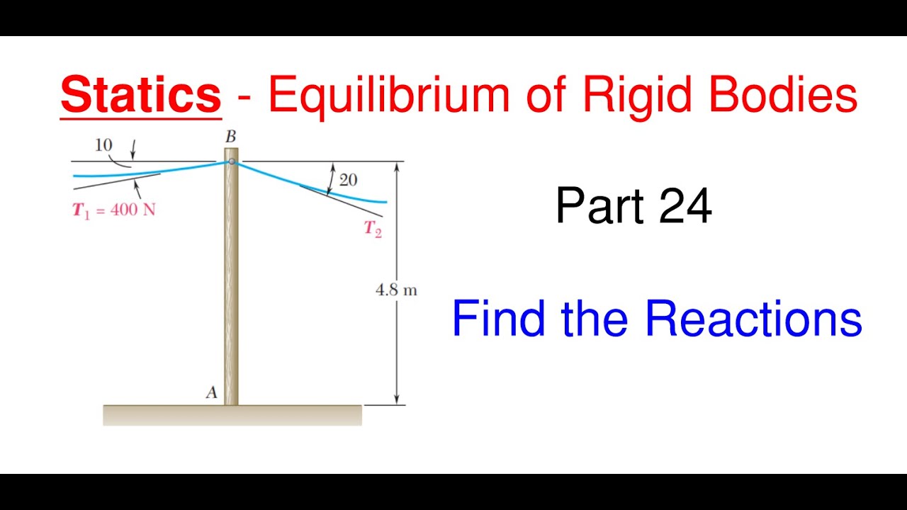 Find the Telephone Pole Support Reactions and Cable Force Static Equilibrium of Rigid Bodies Part 24