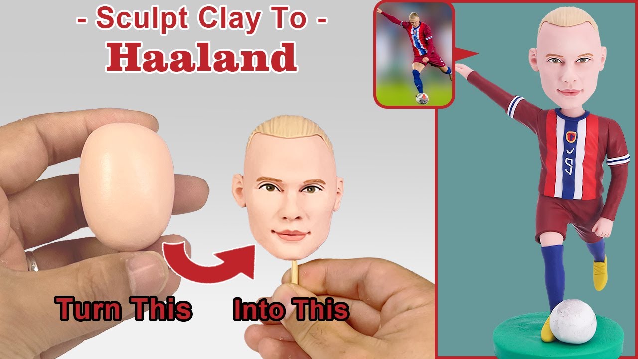 Crafting Erling Haaland from Polymer Clay - Realistic Norwegian Football Star Sculpture Tutorial