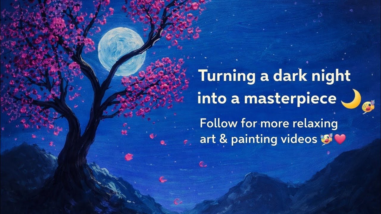 Creating a peaceful night with just colors subscribe for more relaxing art & painting videos#viral