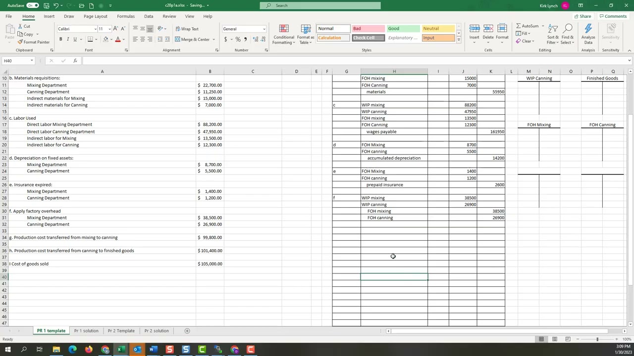 Process Order Cost System c20 Demonstration Problem 1