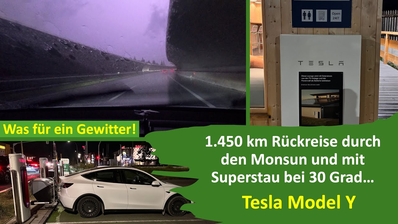 1.450km Rückreise von Kroatien mit dem Tesla Model Y durch den Monsun und mit Superstau