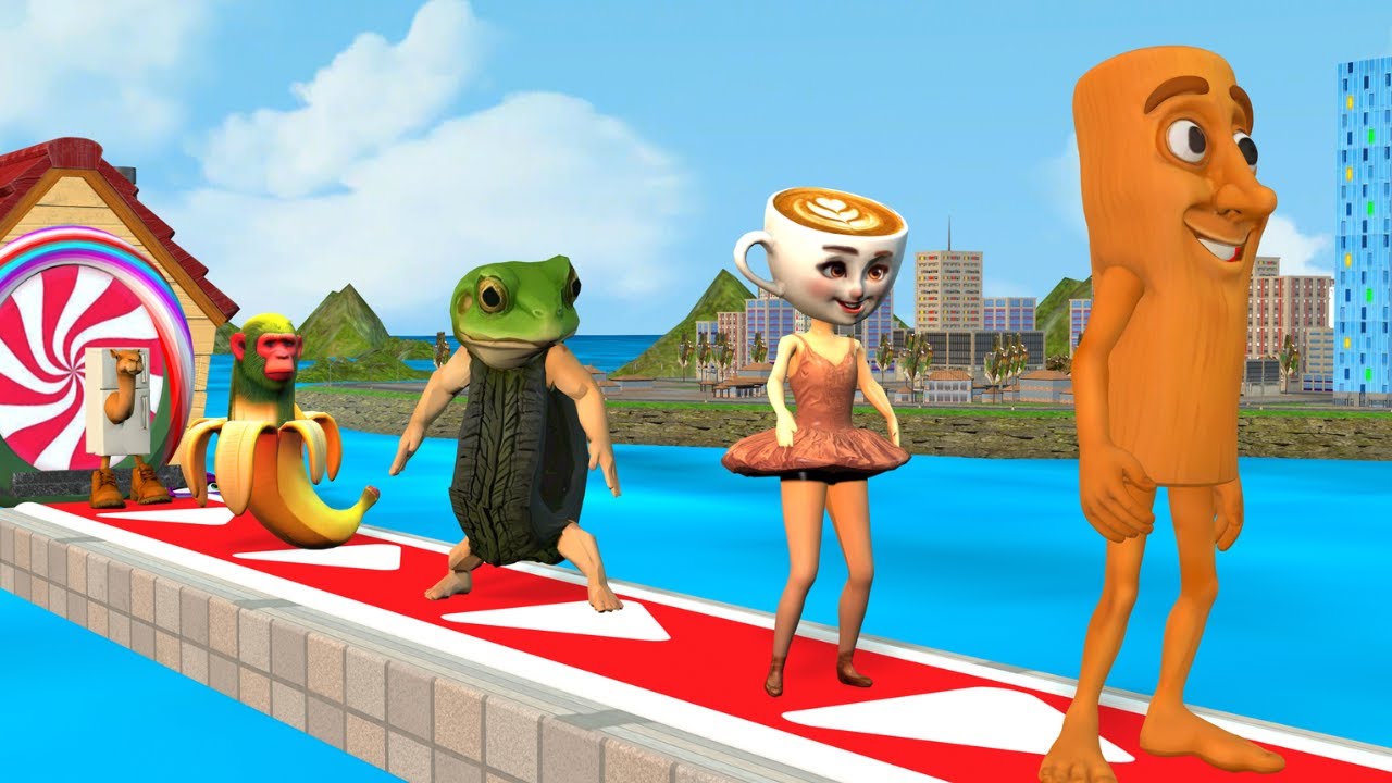 Long Slide Game With Cow Elephant Gorilla Hippopotamus Tiger 3d Animal Game Funny 3d Animals