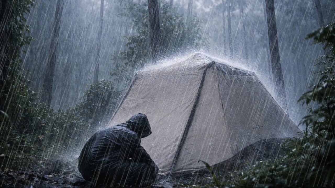 The WORST STORM Hits! CAMPING In Heavy Rain on Mountain - Caught in a Rainstorm⛈️